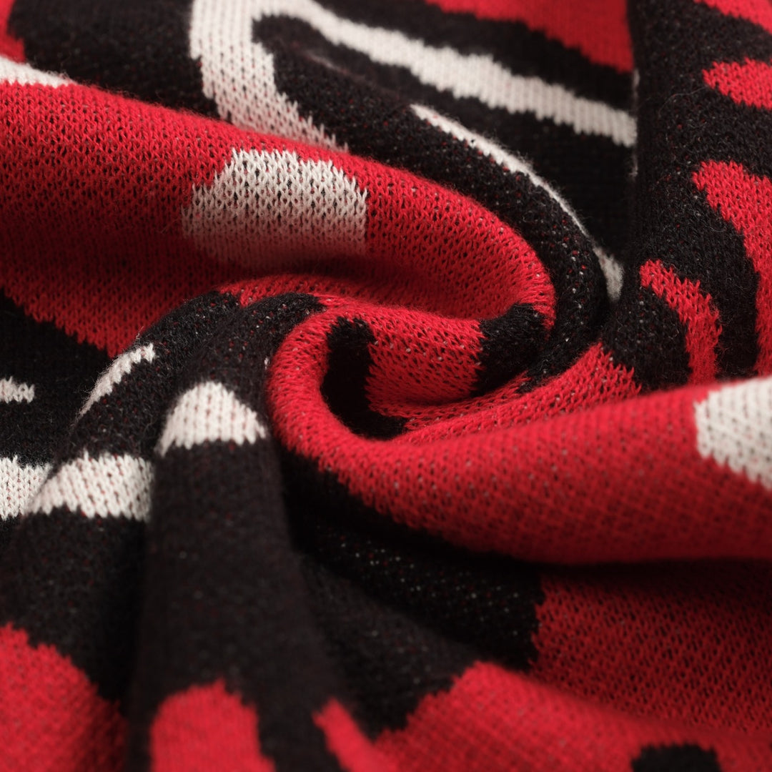 Men's red Bird vintage jacquard cardigan