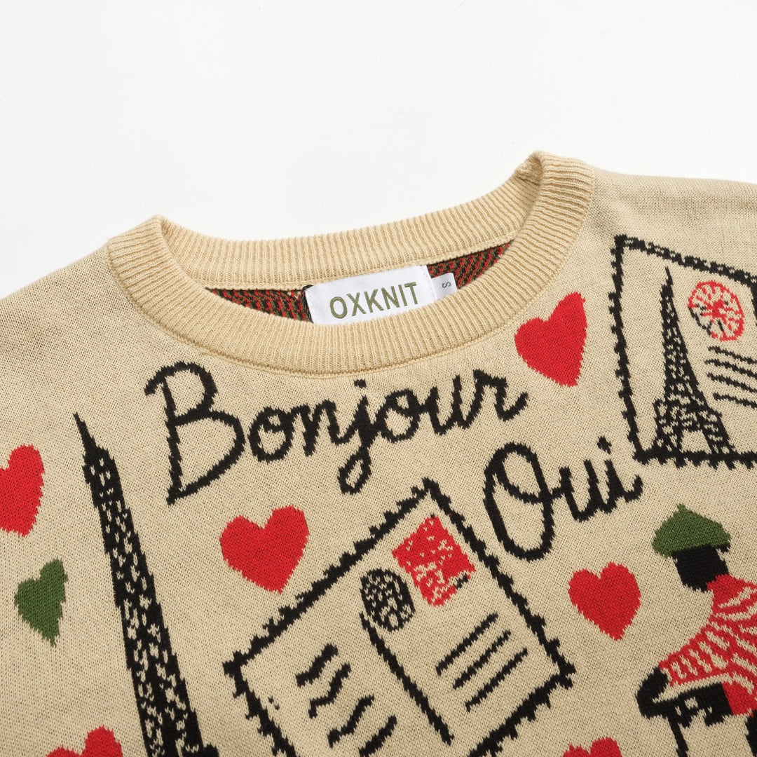 Macacão feminino cáqui Paris com tema jacquard e babados em malha com mangas compridas