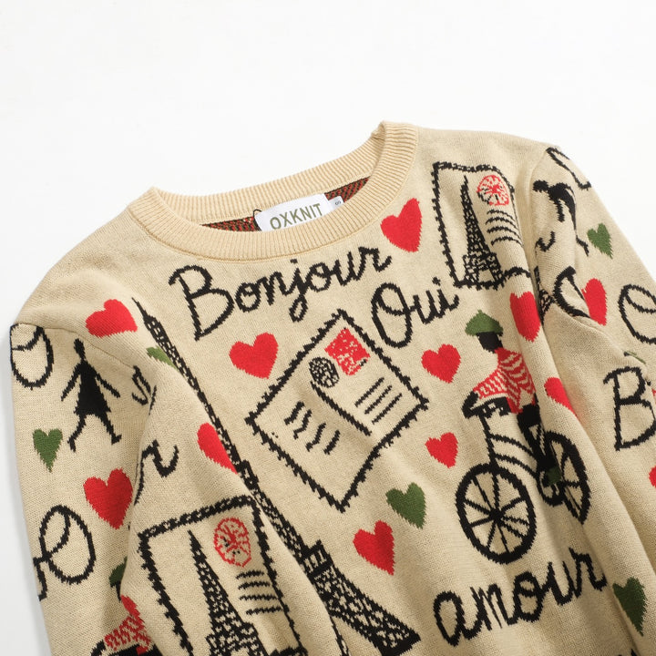 Macacão feminino cáqui Paris com tema jacquard e babados em malha com mangas compridas