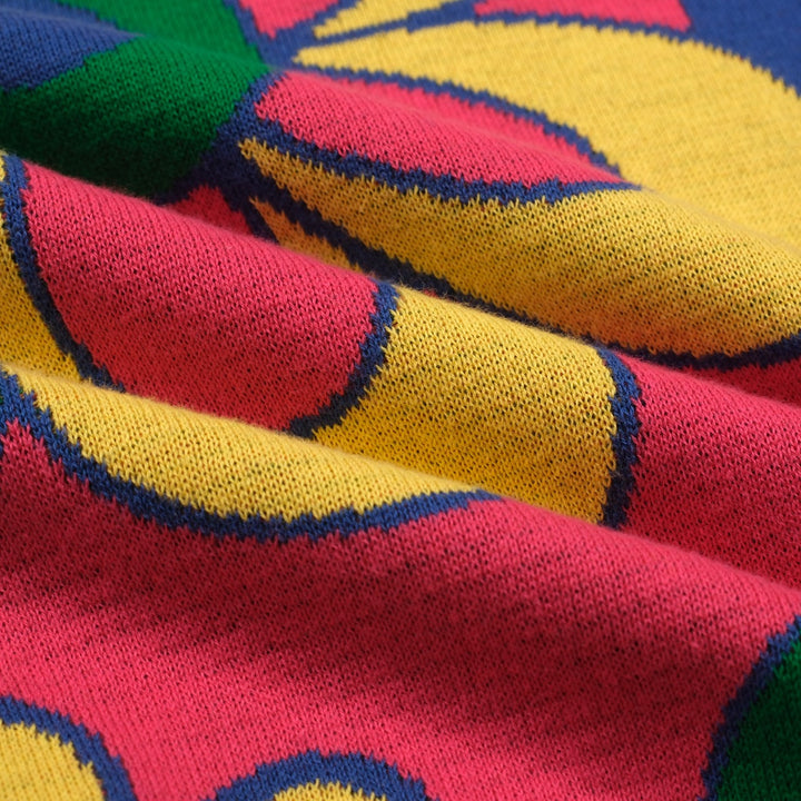 Kvinders pink blomstret flæsede strikdesign-lange ærmer