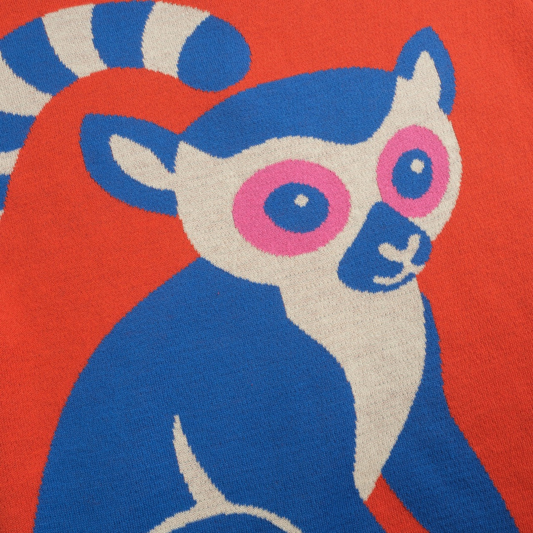 Kvinnors orange djurtryck volang designstickat-Lägg till långa ärmar