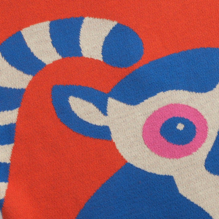 Kvinnors orange djurtryck volang designstickat-Lägg till långa ärmar