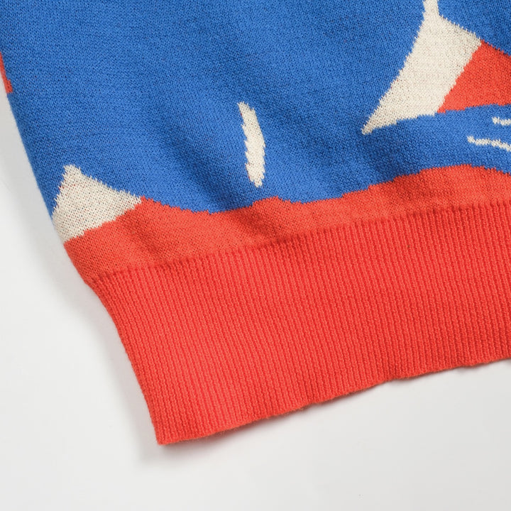 Kvinnors orange djurtryck volang designstickat-Lägg till långa ärmar