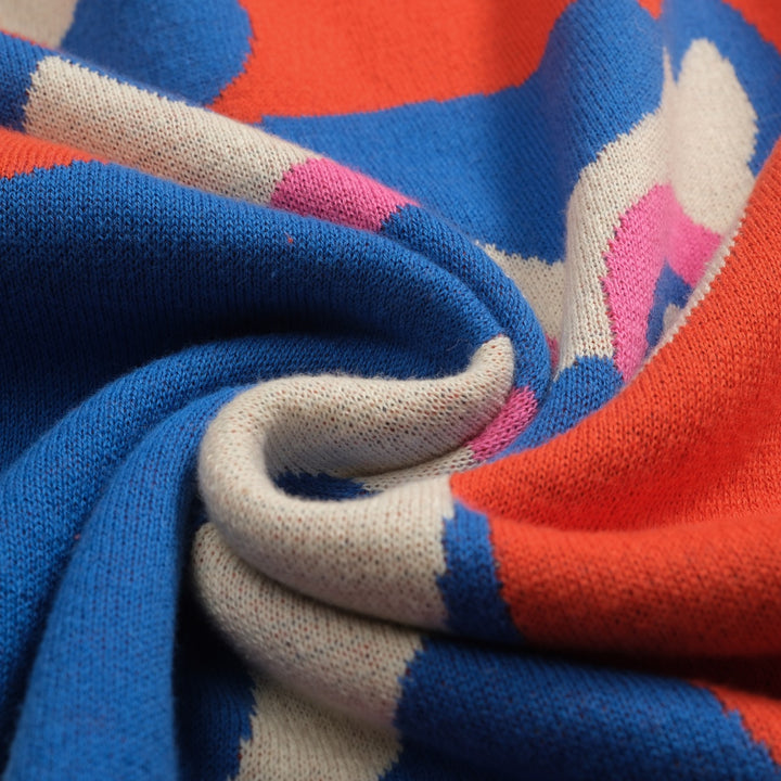 Kvinnors orange djurtryck volang designstickat-Lägg till långa ärmar