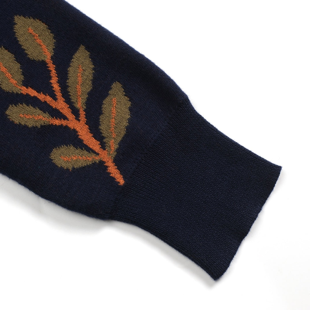 Women's dark blue vintage squirrel print knitwear