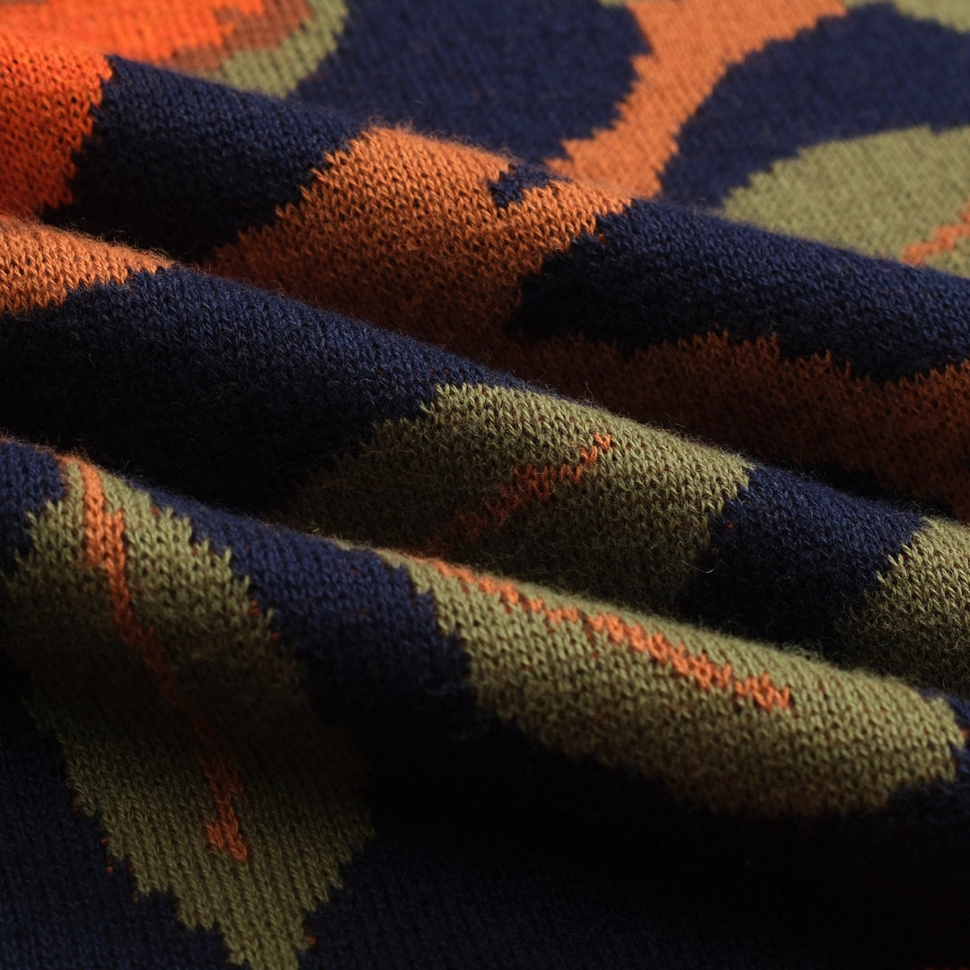 Women's dark blue vintage squirrel print knitwear