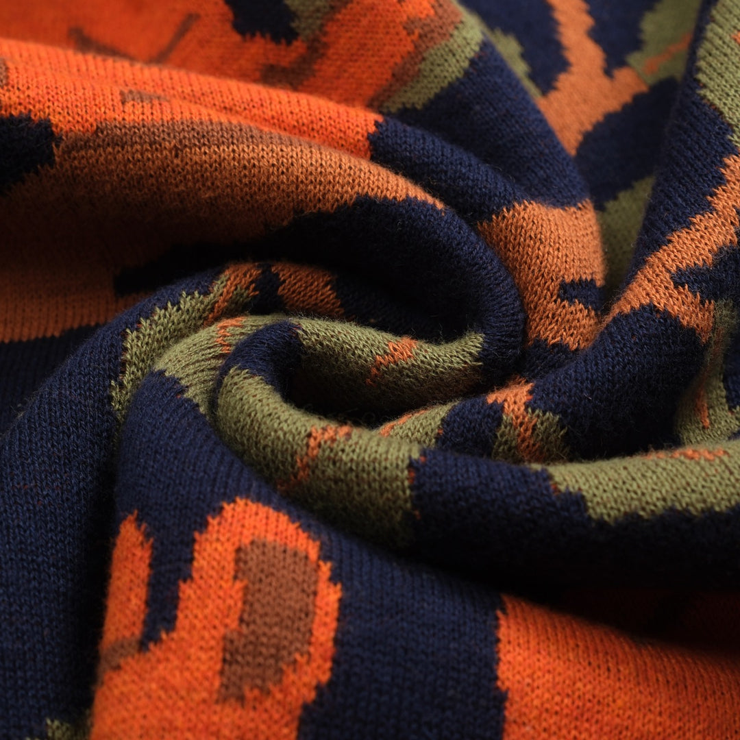 Women's dark blue vintage squirrel print knitwear