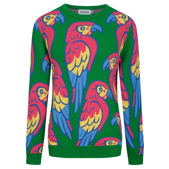 Grön papegojjacquardstickad dam för kvinnor