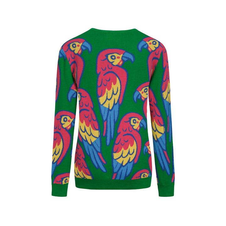 Grön papegojjacquardstickad dam för kvinnor