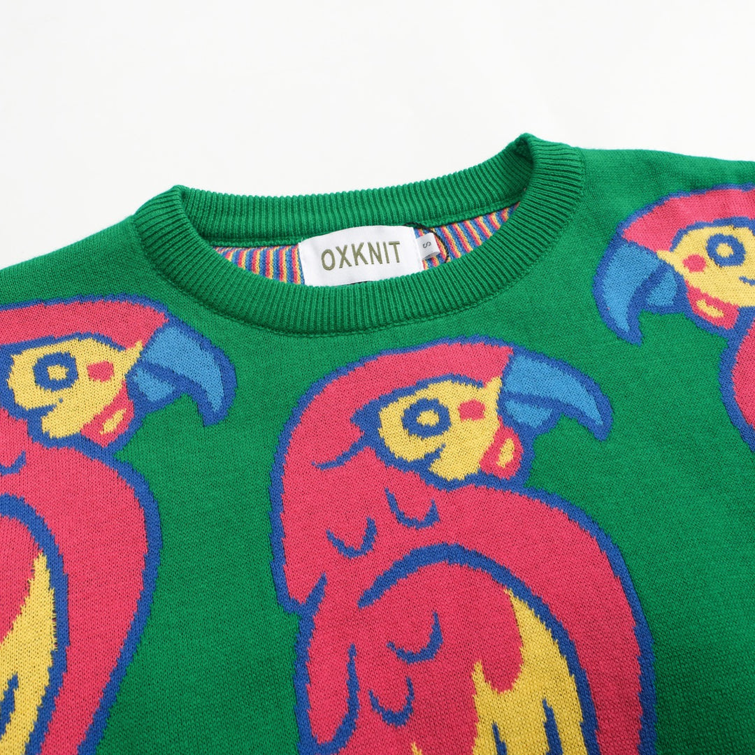 Grön papegojjacquardstickad dam för kvinnor