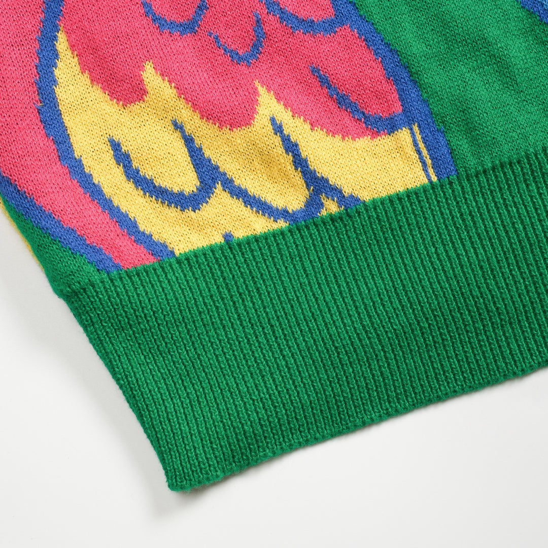 Grön papegojjacquardstickad dam för kvinnor