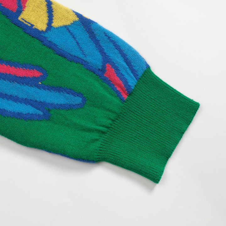 Grön papegojjacquardstickad dam för kvinnor