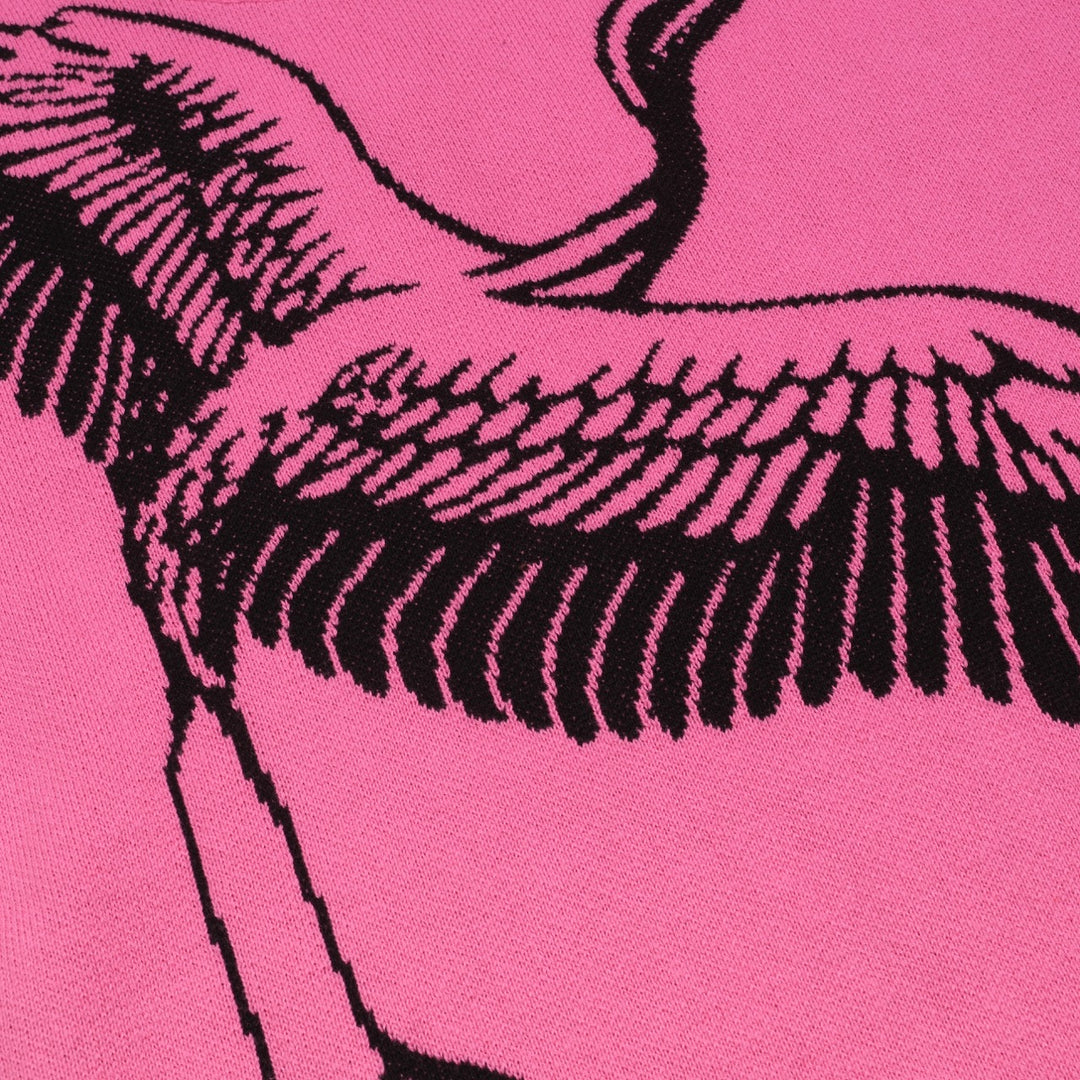 Jersey de punto jacquard grulla voladora rosa para mujer