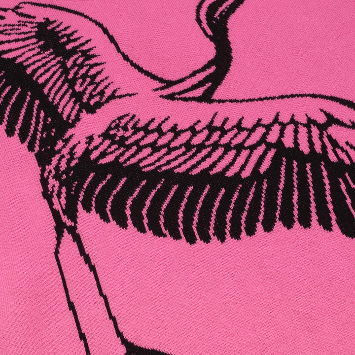 Jersey de punto jacquard grulla voladora rosa para mujer