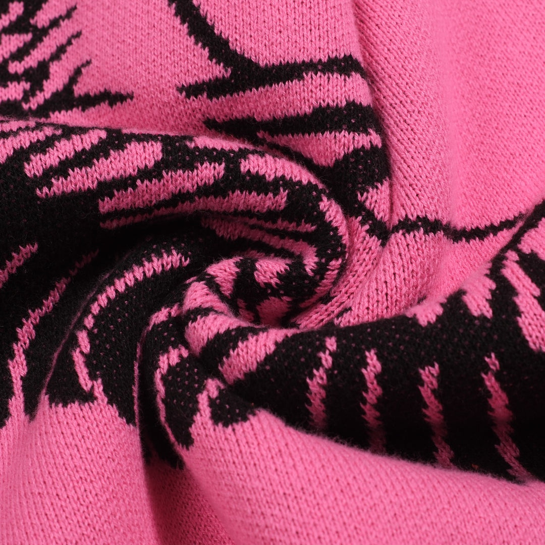 Jersey de punto jacquard grulla voladora rosa para mujer
