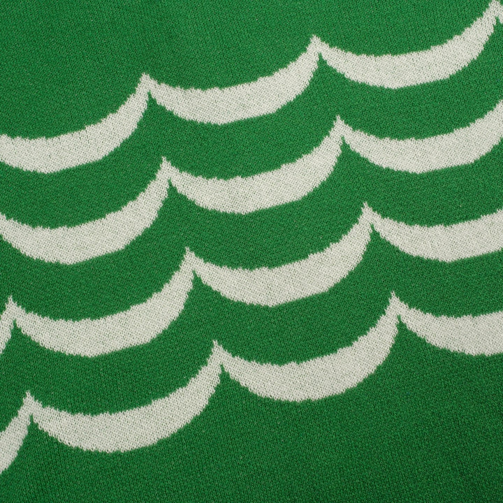 Malhas jacquard formais femininas com riscas onduladas verdes