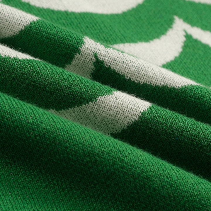 Malhas jacquard formais femininas com riscas onduladas verdes