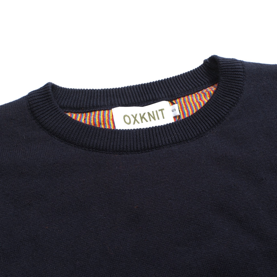 Kvinnors djupblå blommor i college-stil jacquardstickade plagg