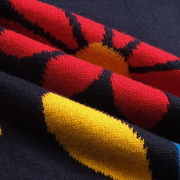 Kvinnors djupblå blommor i college-stil jacquardstickade plagg