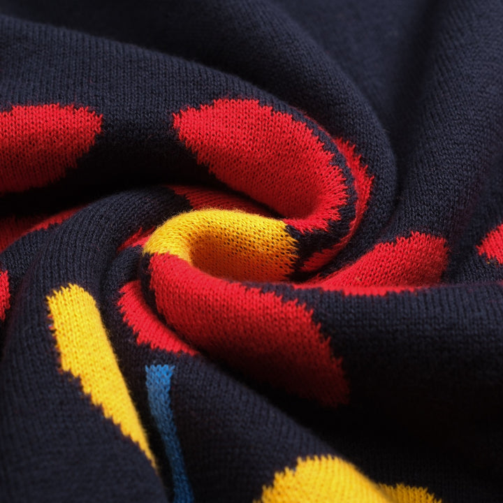 Kvinnors djupblå blommor i college-stil jacquardstickade plagg