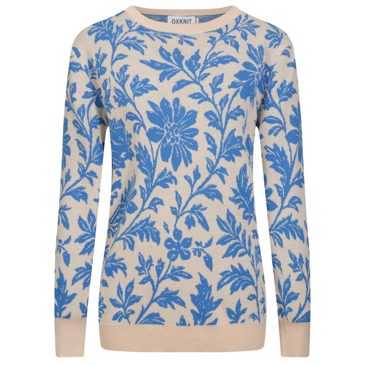 Jersey street de mujer en jacquard floral azul