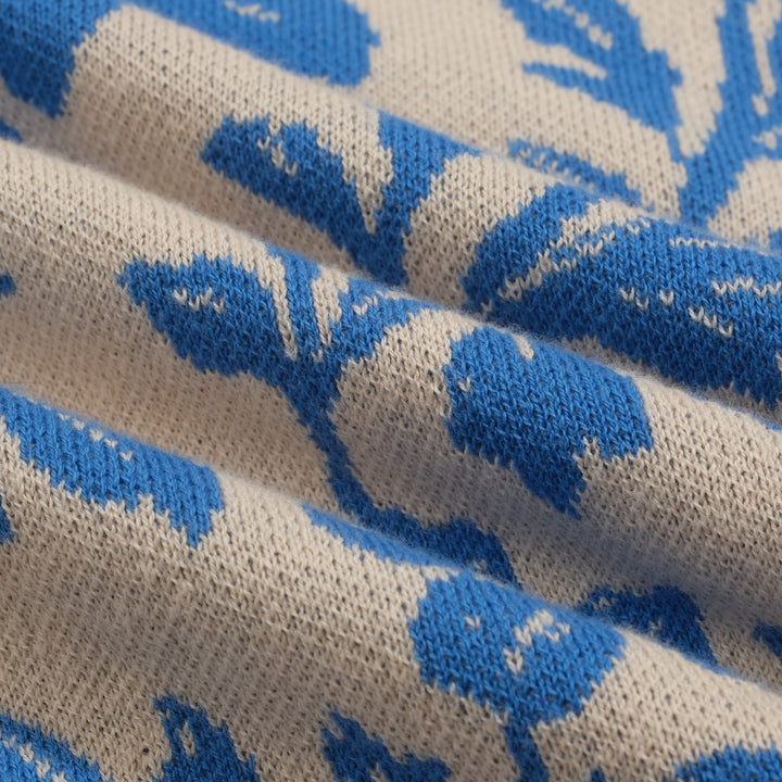 Jersey street de mujer en jacquard floral azul