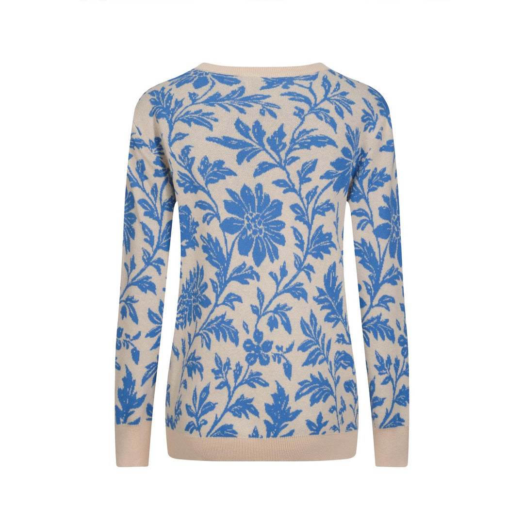 Jersey street de mujer en jacquard floral azul