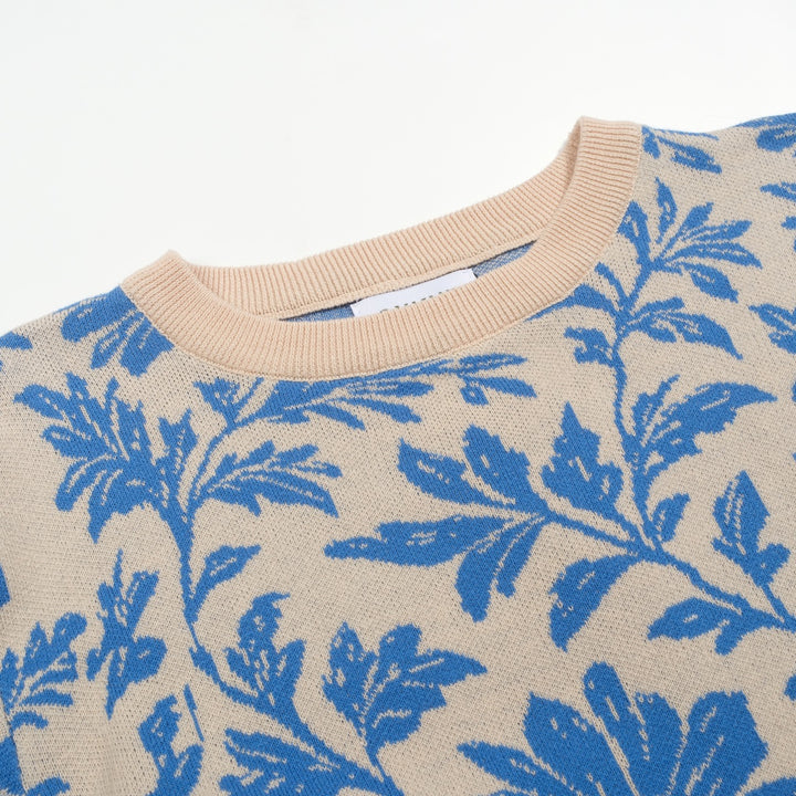Jersey street de mujer en jacquard floral azul