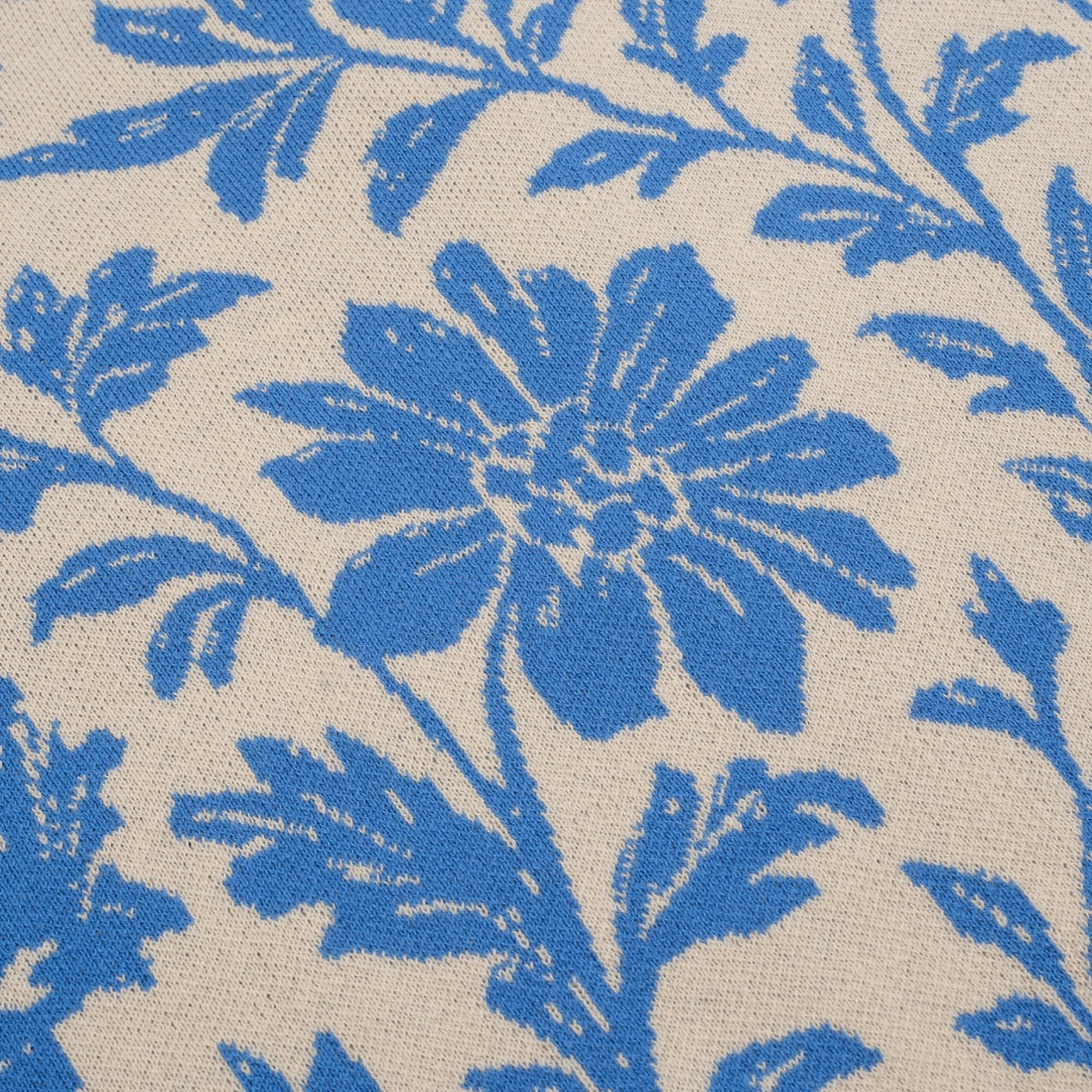 Jersey street de mujer en jacquard floral azul