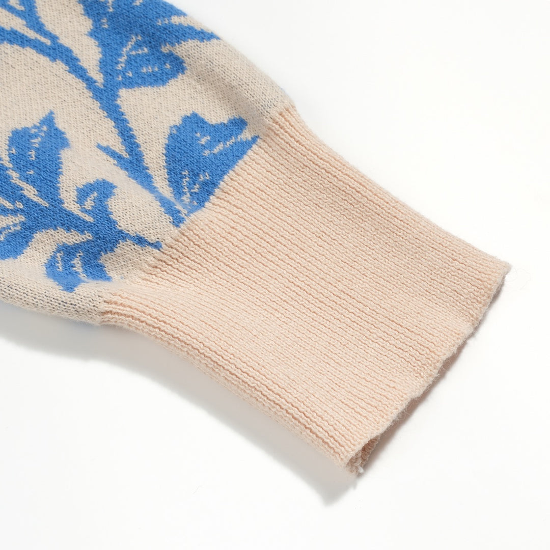 Jersey street de mujer en jacquard floral azul