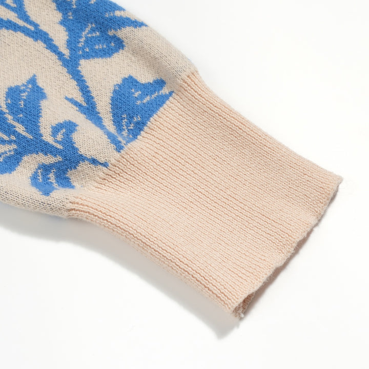 Jersey street de mujer en jacquard floral azul