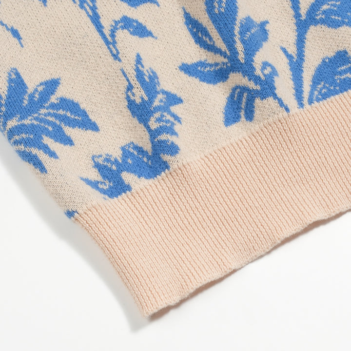 Jersey street de mujer en jacquard floral azul