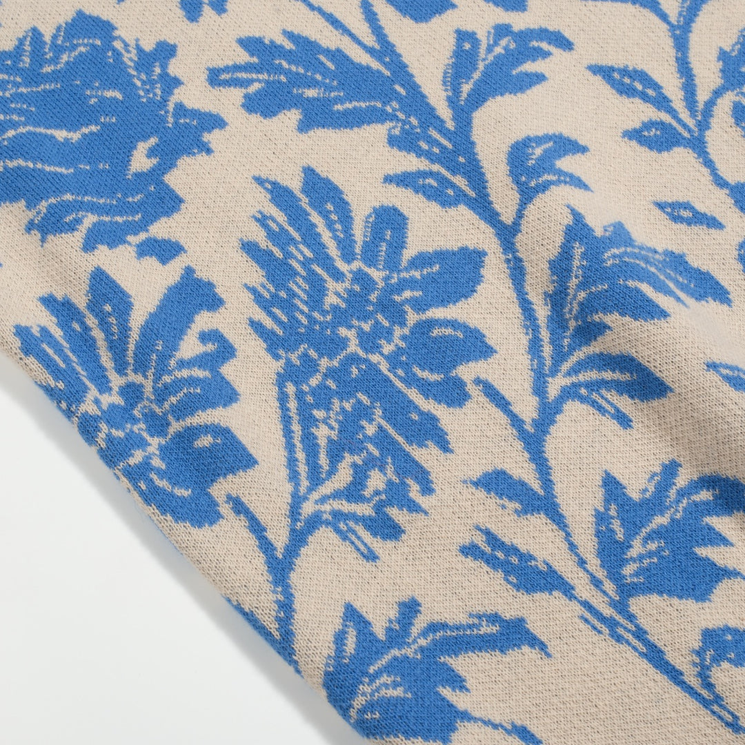 Jersey street de mujer en jacquard floral azul
