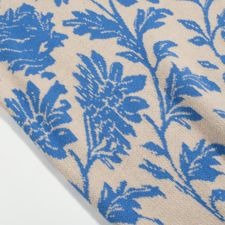 Jersey street de mujer en jacquard floral azul