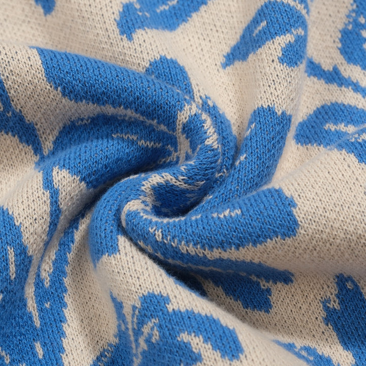 Jersey street de mujer en jacquard floral azul