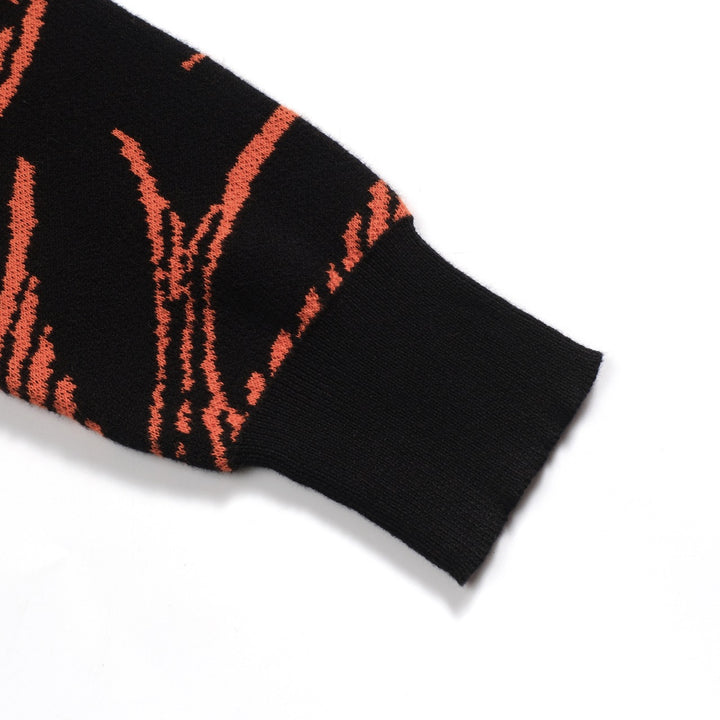 Men's black swallow jacquard V-neck knitted polo shirt