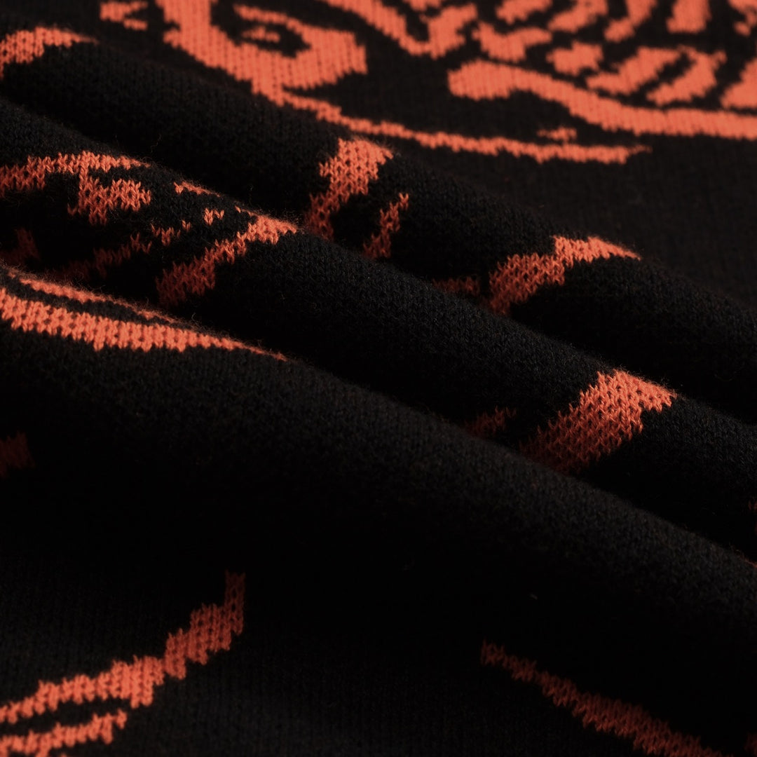 Men's black swallow jacquard V-neck knitted polo shirt