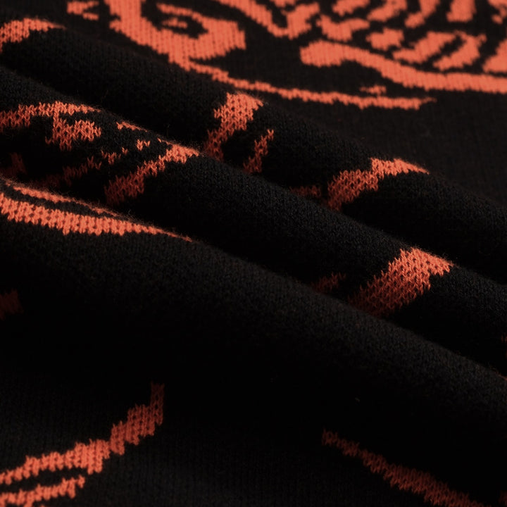 Men's black swallow jacquard V-neck knitted polo shirt