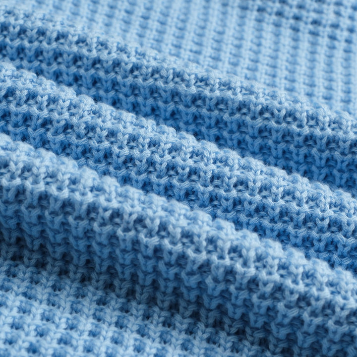 Polo da uomo in maglia preppy blu con scollo a V