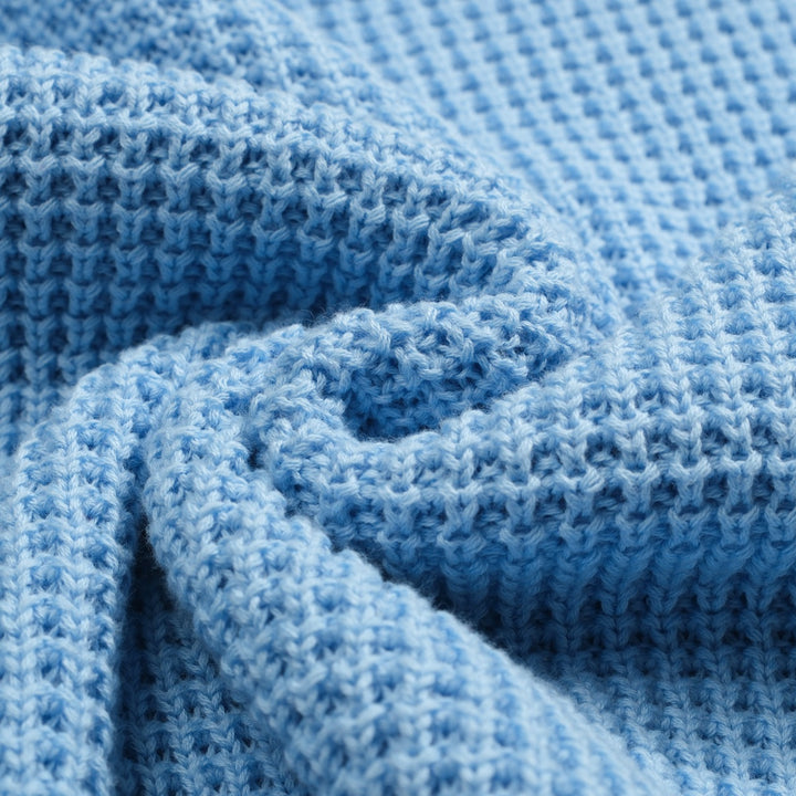 Polo da uomo in maglia preppy blu con scollo a V