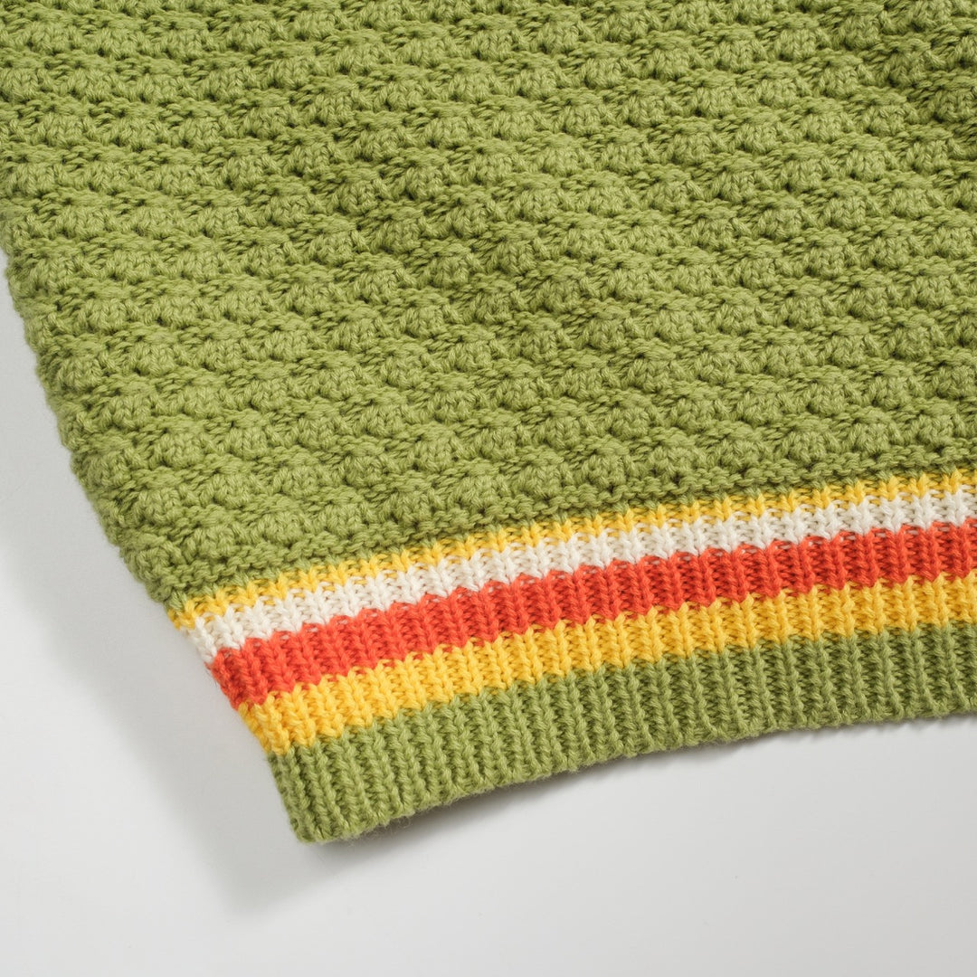 Polo da uomo con scollo a V a righe texture maglia verde