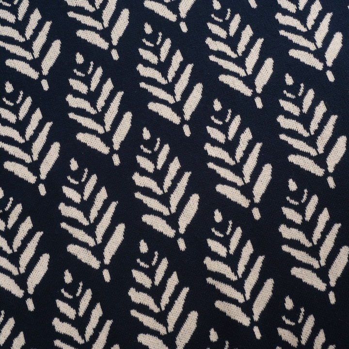 Marineblaues Herren-Jacquard-Poloshirt mit V-Ausschnitt im Stil der 70er Jahre