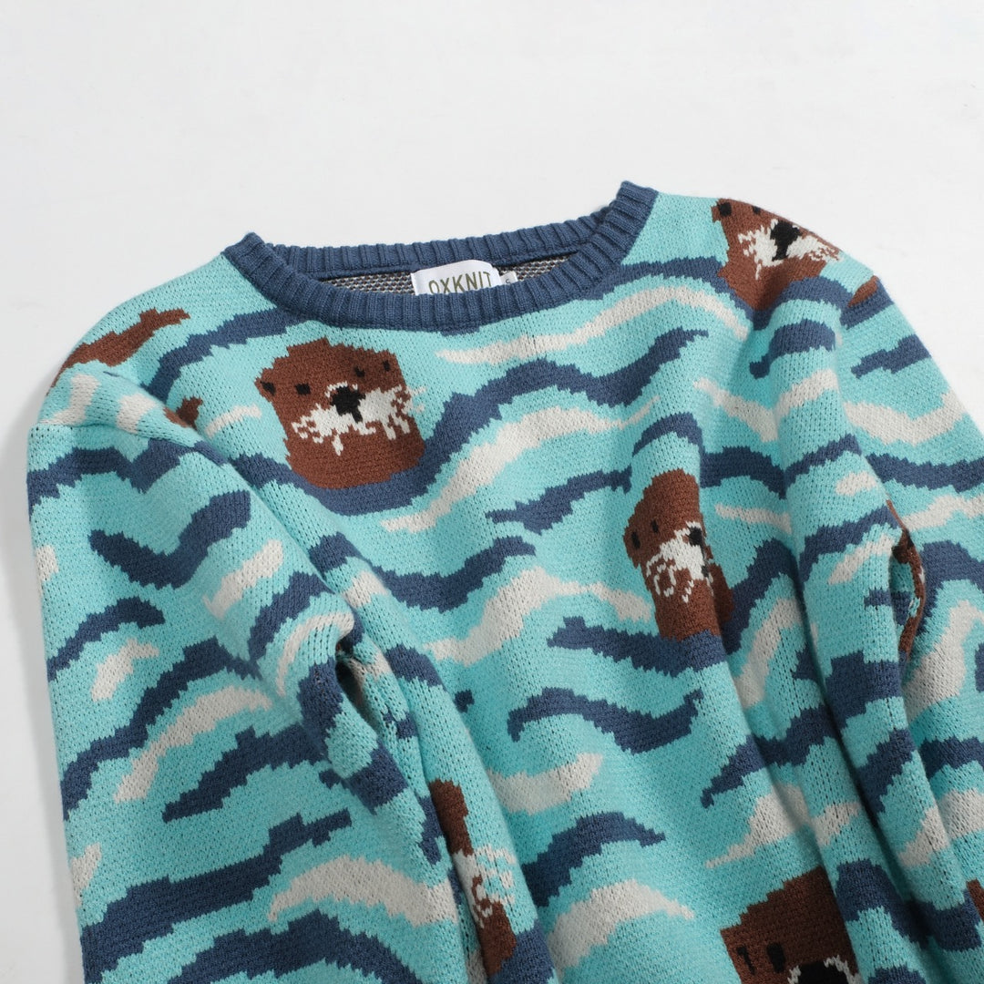 Men's vintage ocean jacquard vintage knitwear