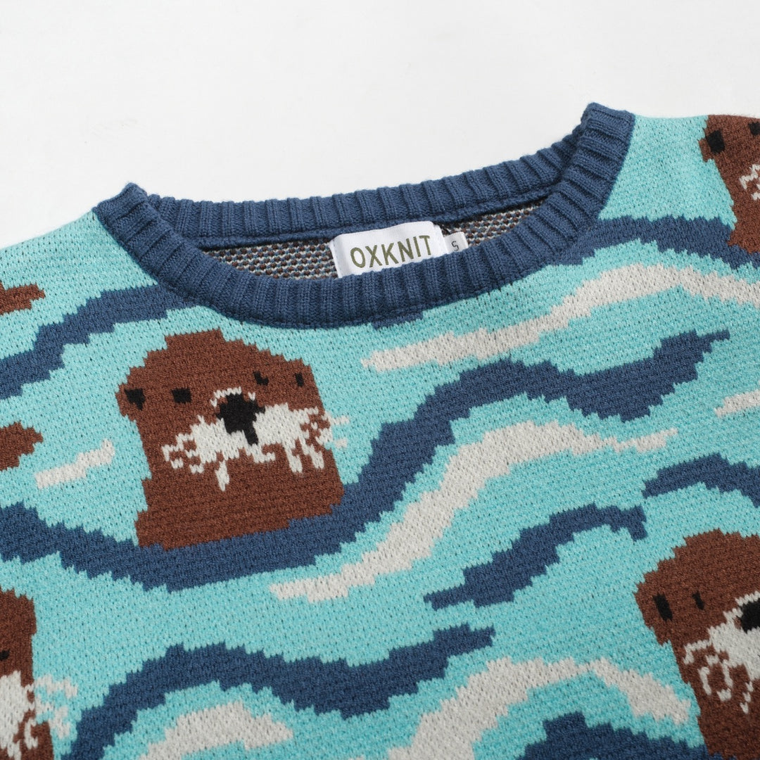 Men's vintage ocean jacquard vintage knitwear