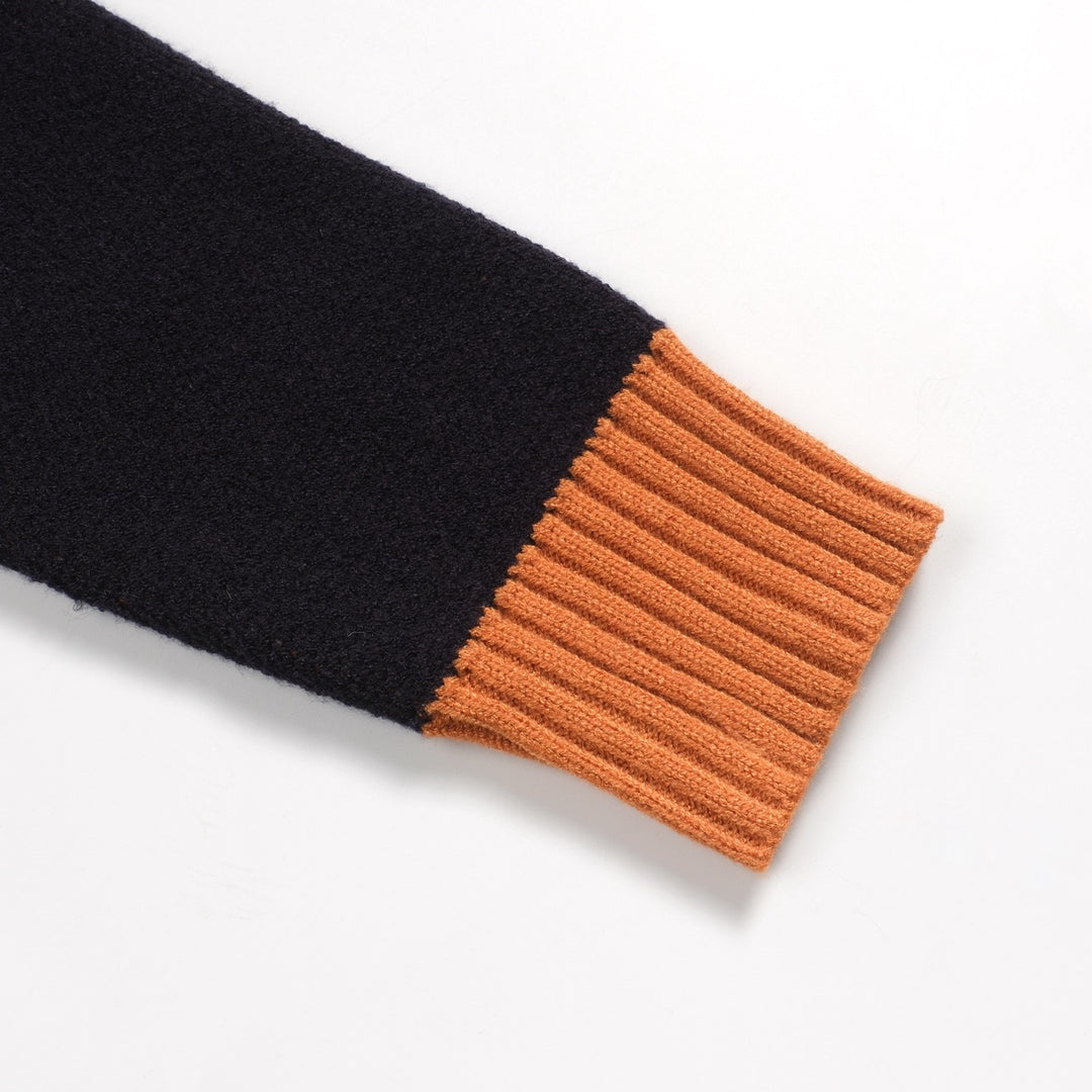 Men's dark blue fox jacquard vintage knitwear