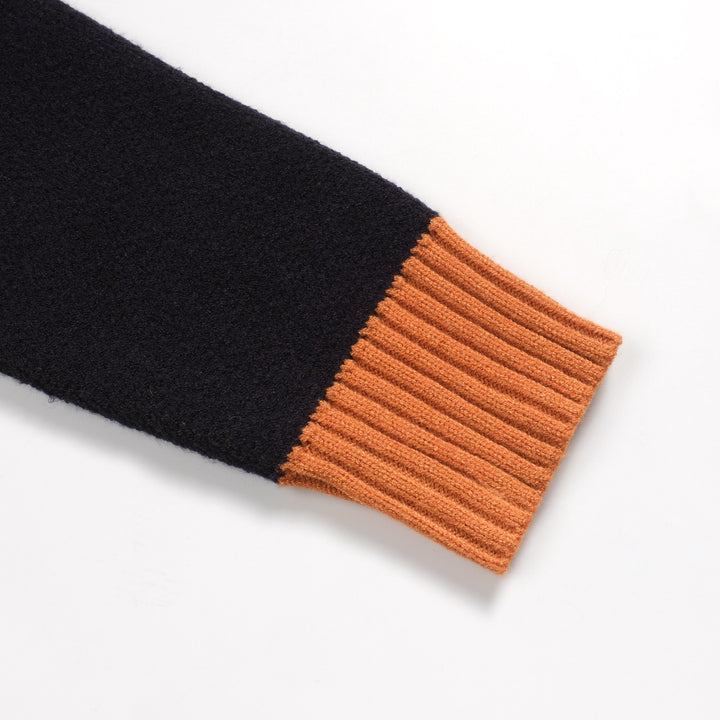 Men's dark blue fox jacquard vintage knitwear