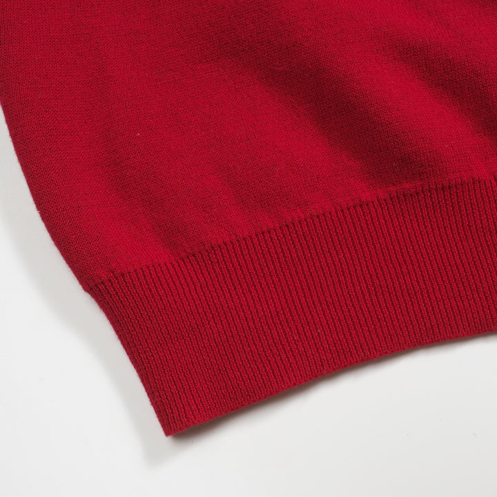 Women's red vintage animal print crew neck knitwear