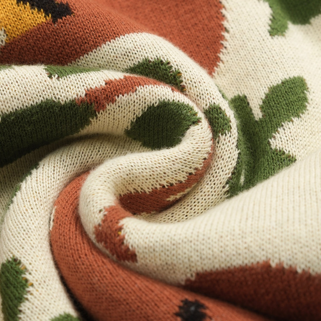 Women's brown vintage squirrel check knitted cardigan