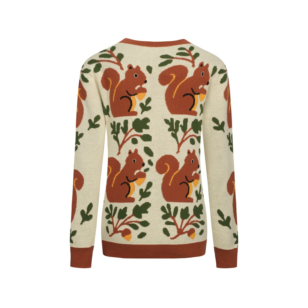 Women's brown vintage squirrel check knitted cardigan