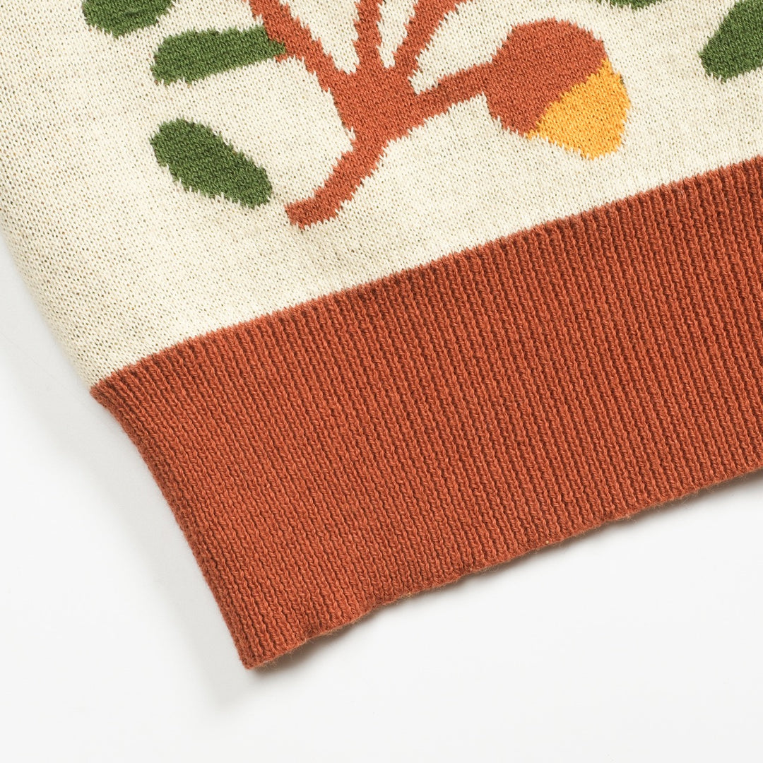 Women's brown vintage squirrel check knitted cardigan